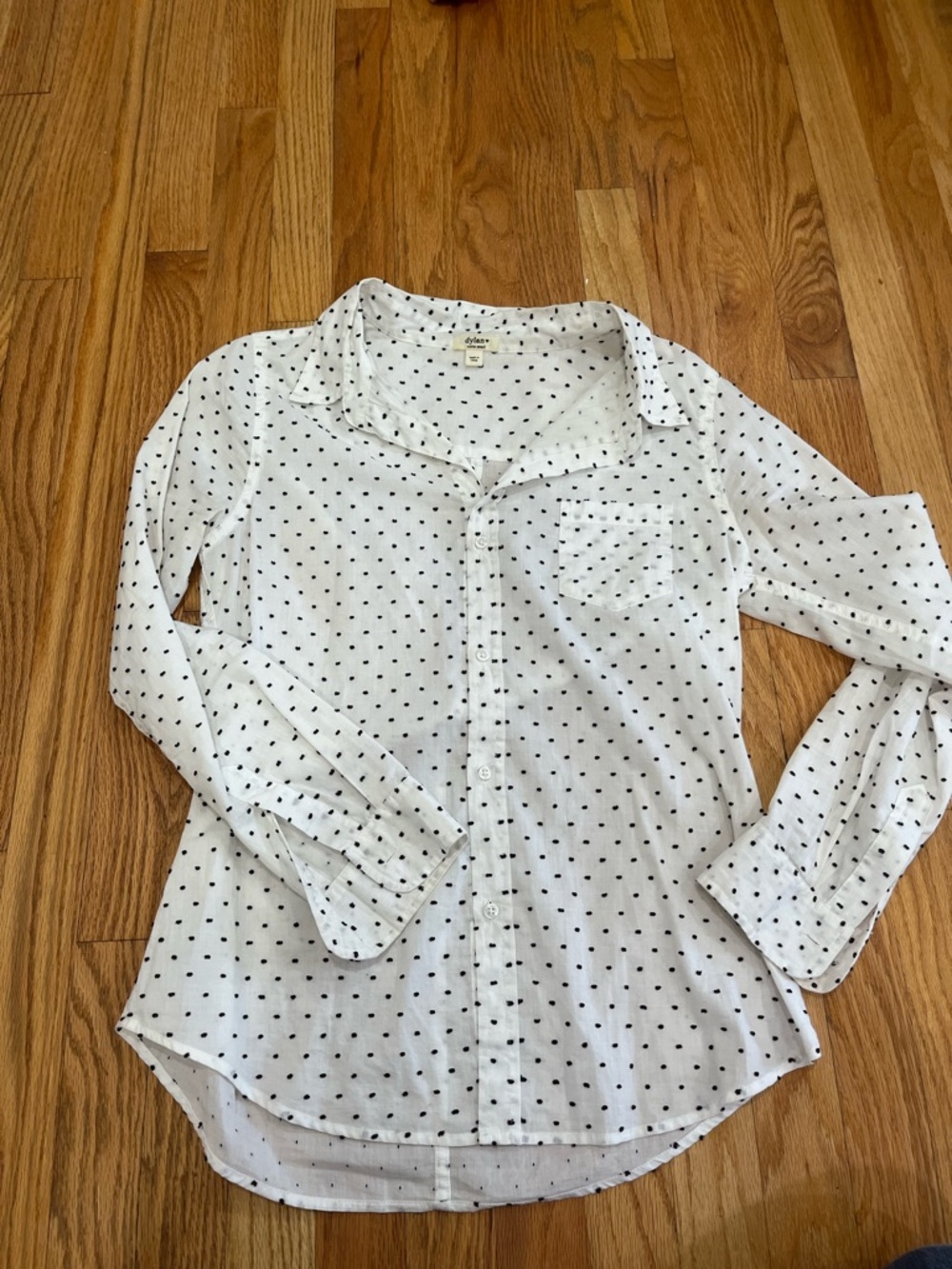 dylan White Blouse with Black Dot Pattern
